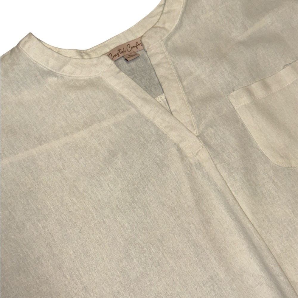 Coastal  Comfort linen blend  White Sleeveless Blouse size XL